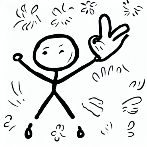 AI image generated of A black and white drawing of a person holding a finger up.