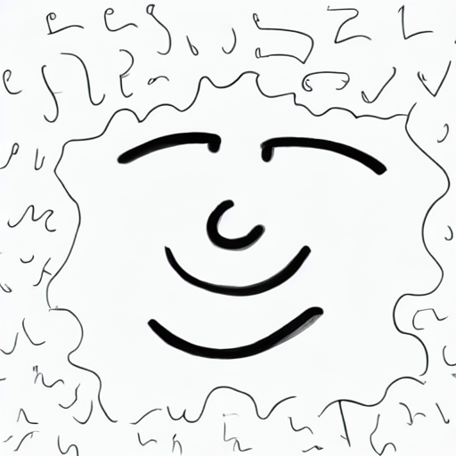 AI image generated of A black and white drawing of a smiling face.