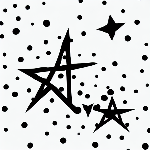 AI image generated of A black star with white dots.