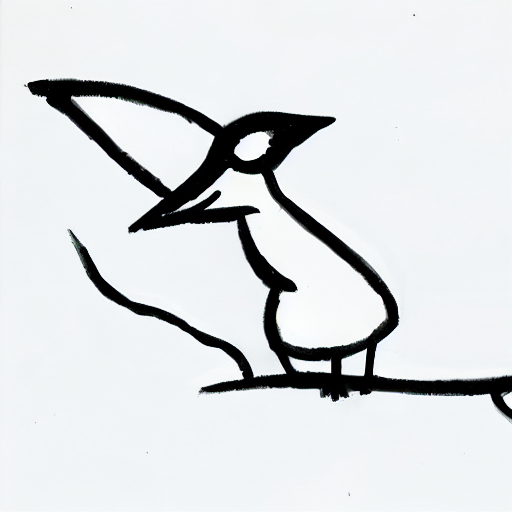 AI image generated of A drawing of a bird with a long tail.