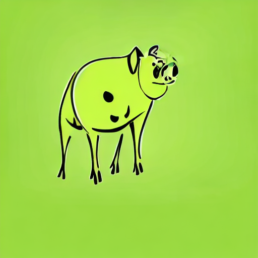 AI image generated of A cartoon drawing of a pig on a green background.