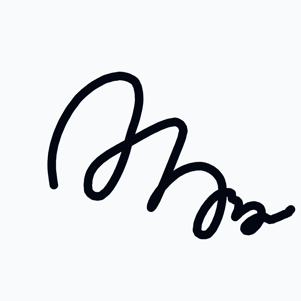 A bold, continuous black cursive line forms a looping, signature-like squiggle across a pale background.