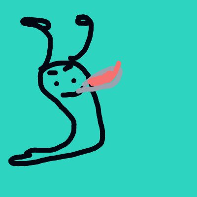 A black drawing of a person holding a banana.