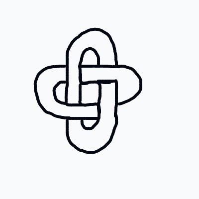 A black and white drawing of a chain link.