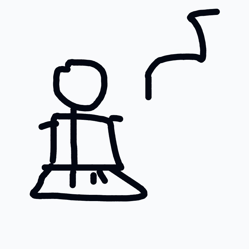 A drawing of a person sitting on a chair with a cigarette in their hand.