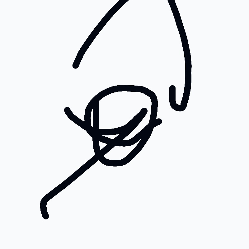 A drawing of a hand with a curly hairline.
