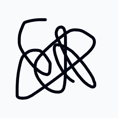 A black line drawing of a twisted, curled up shape.
